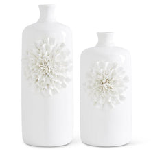  White Ceramic Bottle w/White Carnations