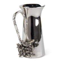  Silver Nickel Water Pitcher w/Bird and Twigs