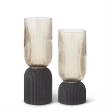 Ribbed Brown Transparent & Matte Black Vase
