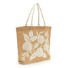 Embroidered Floral Design Jute Tote