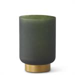 Frosted Green Glass Containers w/Gold Base