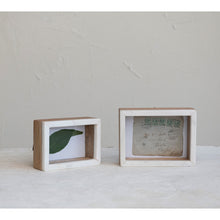  Marble & Mango Wood Shadow Box Photo Frame, White & Natural
