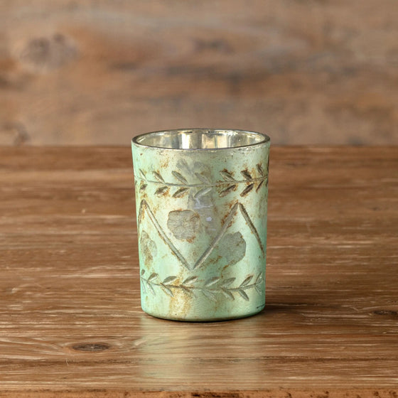 Antique Etched Petite Candle Holder