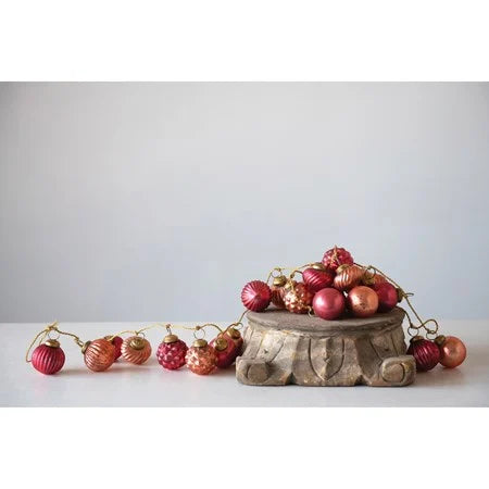 Mercury Glass Ornament Garland -Pink Colors