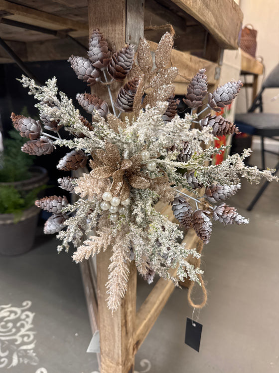 Glittered Snowflake Leaves and Berries