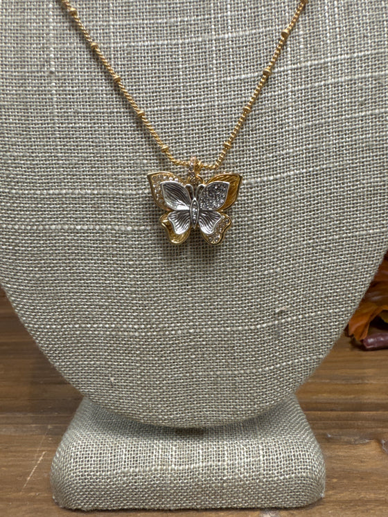Everbloom Two Tone Butterfly Necklace