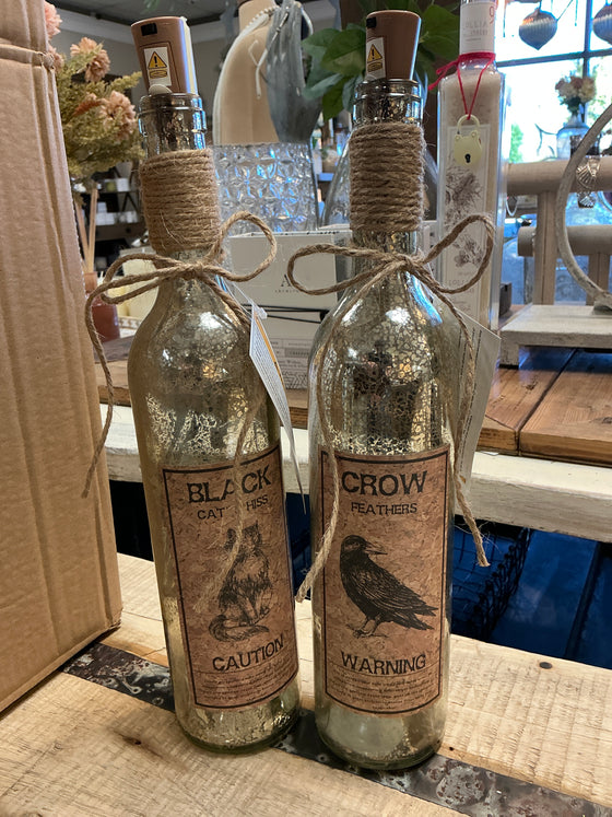 K&K Assorted LED Mercury Glass Halloween Bottles