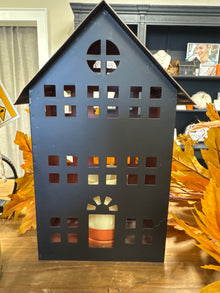  9.5” Black Cutout House with Gold Trim
