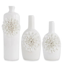  White Ceramic Slim Vase w/Carnations