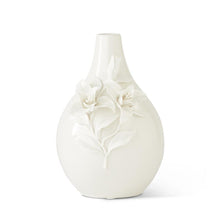  White Ceramic Bottle w/Raised Lily Flowers