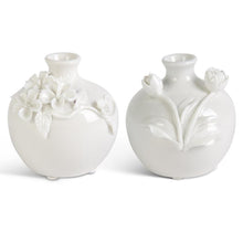  White Ceramic Vase w/Raised Flowers