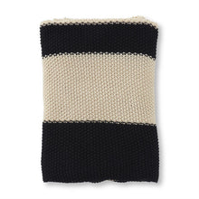  Cotton Knit Black & Cream Striped Throw Blanket