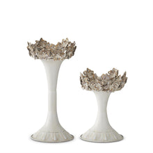  White & Gold Floral Edge Pillar Candleholder