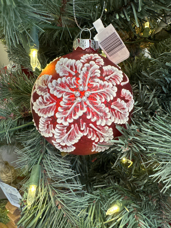 Hand painted Red Bulb Ornament