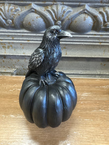  8.25 Blk Resin Crow & Pumpkin