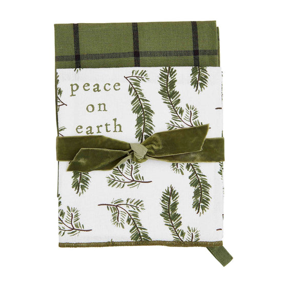 White & Green Christmas Towel Set