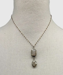  16” Pyrite Necklace w/Dbl Ivory Pendant
