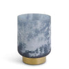 Frosted Blue Glass Container w/Gold Bottom