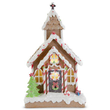  Glittered White Frosted LED Gingerbread Church