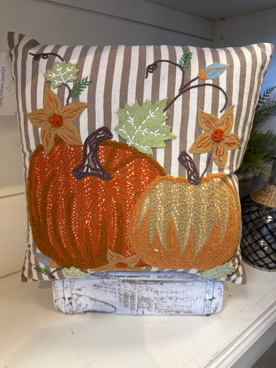 Fall Pumpkin Striped Pillows