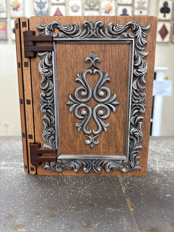 Wooden Book Box with Silver Detail