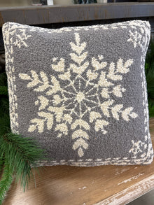  Snowflake Gray/Cream Square Accent Pillow