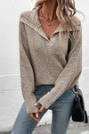 Khaki Turndown Collar Knitting Pullover Sweater