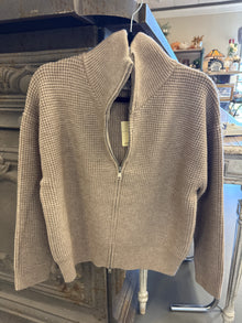  Two Way Zip Waffle Knit Jacket