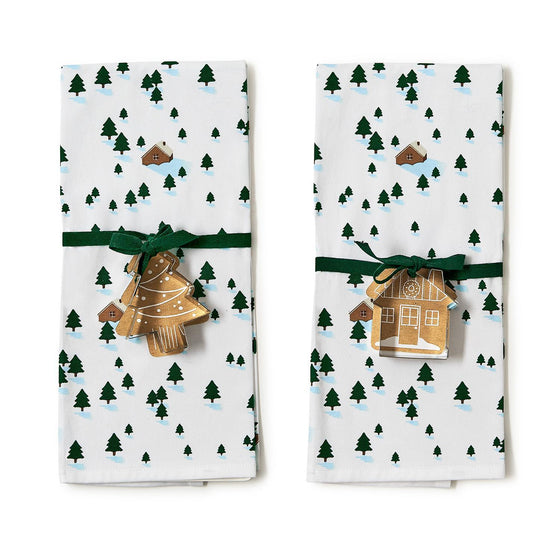 Winter Scene Dish Towel and Cookie Cutter Set