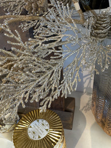  30” Silver Glitter Stem with Mini Tear Drop Leaves