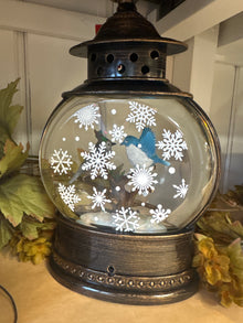  10” LED Swirl Bluebird Lantern Snowglobe