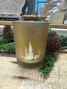  Champagne Etched Tree and Deer Scene