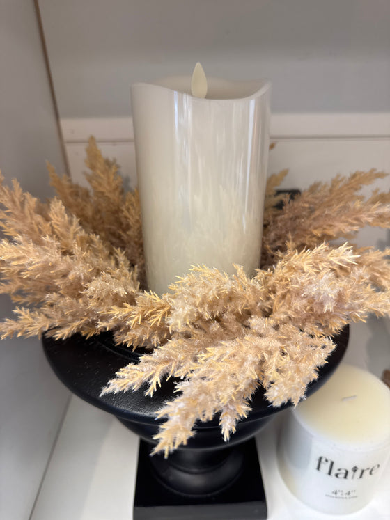Flocked Pampas Grass Candle Ring