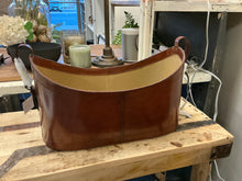  K&K Brown Leather Oval Basket