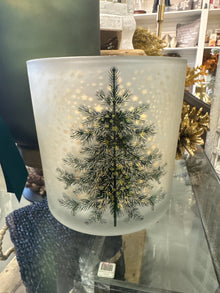  Frosted Gold Etched Christmas Tree Hurricane
