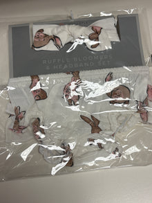  Newcastle Ruffle Bloomers and Headband Set (Powder Pink Bunnies) (0-6 Months)