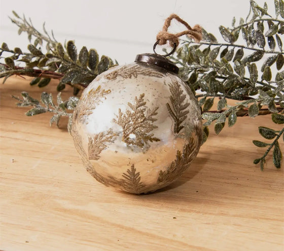 Mercury Glass Ornament w/Leaves