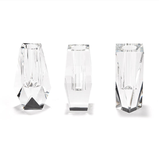 Faceted Hand-Cut Crystal Glass Bud Vase in Gift Box - Crystal Clear Glass