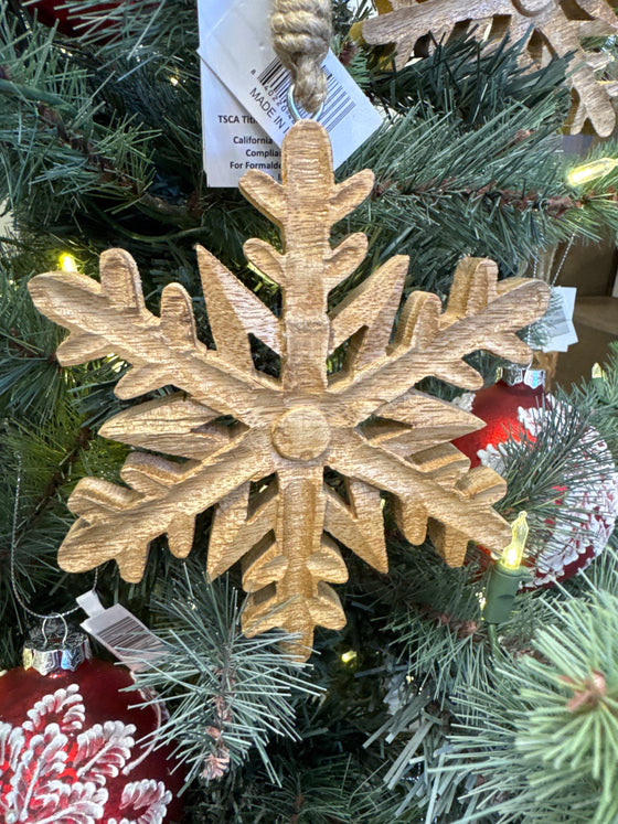 Mango Wood Snowflake Ornament