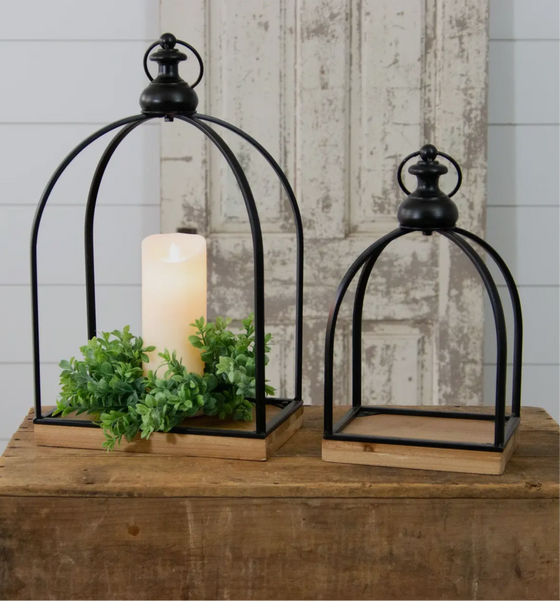 Metal Open Arch Lantern Set