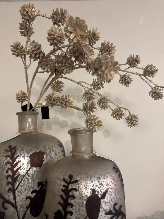 30” Glitter Pinecone Spray