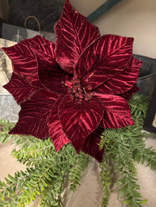  20” Glitter Velvet Poinsettia Bloom