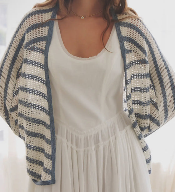 Stripe Denim/Ivory Cocoon Sweater