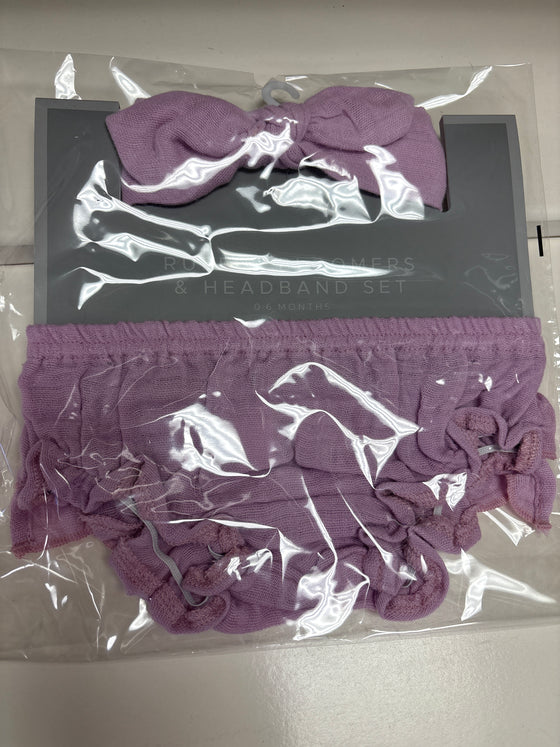Newcastle Ruffle Bloomers and Headband Set (Orchid Lavender) (0-6 Months)
