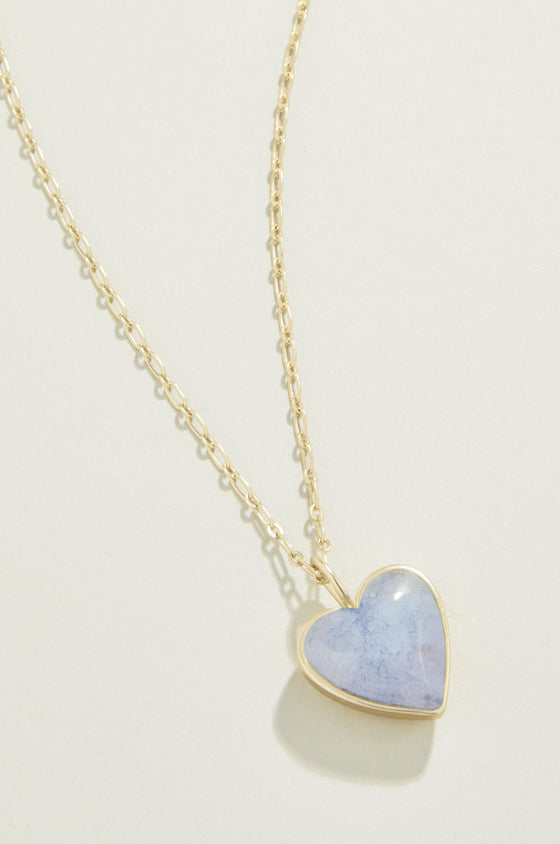 Full Heart Necklace 18" Light Blue