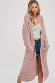  Soft Fuzzy Longline Cardigan