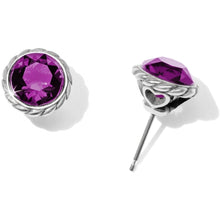  Iris Stud Earrings, Amethest