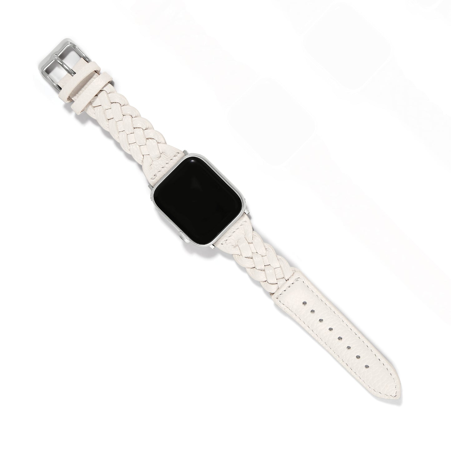 Sutton Braided Leather Watch Band, White