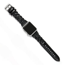  Sutton Braided Leather Watch Band, Blk